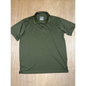 COSSNISS Mens Olive Green Polo Shirt Short Sleeve Performance Blend XL